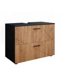 VICCO Waschbeckenunterschrank Irma Goldkraft Eiche/Anthrazit 80 x 58.6 cm , Honigeiche, Anthrazit , Holzwerkstoff , 2 Fächer , 2 Schubladen , Rechteckig , 80x58.6x41 cm , Badezimmer, Badezimmerschränke, Waschbeckenunterschränke