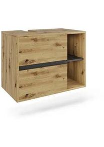 VICCO Waschbeckenunterschrank Viola Artisan/Grau 80 x 60 cm mit 2 Schubladen , Hellgrau, Grau , Holzwerkstoff , 1 Fächer , Rechteckig , 80x60x46 cm , Badezimmer, Badezimmerschränke, Waschbeckenunterschränke