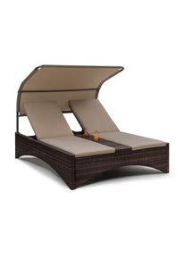 Blumfeldt Eremitage Double Lounger, ležadlo pre 2 osoby, hliníkový rám/ratan, hnedé