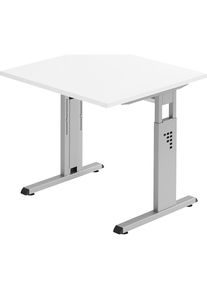 Escritorio con armazón de patas en C, altura regulable entre 680 - 760 mm, profundidad 800 mm, anchura 800 mm, blanco