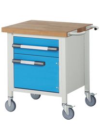 Fahrbare Werkbank Serie 8000, Gestellbauweise, 1 Schublade, 1 Tür, Ablageboden, BxT 750 x 700 mm eurokraft pro