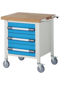 Fahrbare Werkbank Serie 8000, Gestellbauweise, 3 Schubladen, Ablageboden, BxT 750 x 700 mm eurokraft pro