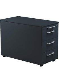 Mauser Buck con cajones sobre ruedas, H x P 570 x 800 mm, 3 cajones, gris antracita / gris antracita / gris antracita