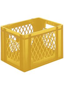 Recipiente apilable en euroformato, paredes perforadas, fondo cerrado, L x A x H 400 x 300 x 266 mm, amarillo, UE 5 unid.