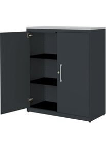 Mauser Armario de puertas batientes, H x A 1180 x 1000 mm, tablero de plástico, 2 baldas, gris antracita / gris antracita / gris luminoso