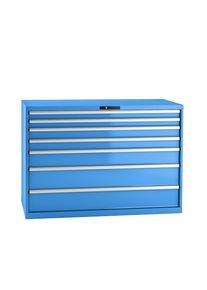 LISTA Cajonera, chapa de acero, H x A 1000 x 1431 mm, 7 cajones, carga máx. 75 kg, azul luminoso