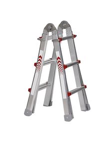 Teleskop-Klappleiter, Steh-, Anlege-, Schiebe- und Treppenleiter in Einem, 4 x 3 Sprossen