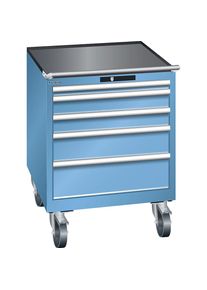 LISTA Cajonera, rodante, A x P 717 x 725 mm, 5 cajones, azul luminoso