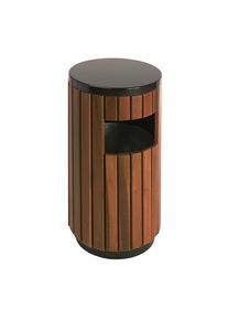 Afvalverzamelaar voor buiten, houtlook, inhoud 33 l, rond, eenzijdige inwerpopening