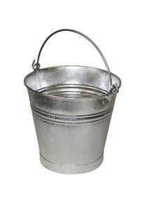 Stalen emmer met draagbeugel, vloeistofdicht, inhoud 20 l, met stalen rand als voet, hoogte 350 mm