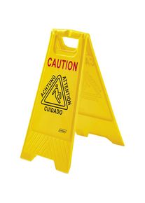 Aufsteller Warnschild, mehrsprachig, Höhe 600 mm, VE 2 Stk, gelb Probbax