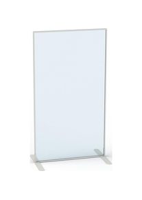 Scheidingswand van acrylglas, h x b x d = 1805 x 1000 x 480 mm, met poten, RAL 9006 blank aluminiumkleurig