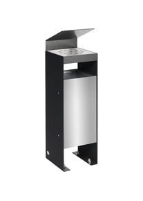 Contenitore per rifiuti con posacenere e copertura in lamiera forata Var