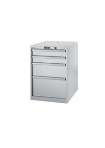LISTA Werkbank-bouwdoossysteem, onderbouwkast, hoogte 800 mm, 4 laden, lichtgrijs