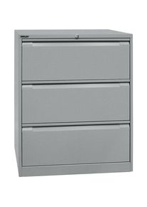 Hängeregistraturschrank, 2-bahnig, 3 Schübe, DIN A4, weißaluminium Bisley