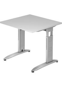 eurokraft pro Bureautafel, C-vormig onderstel, in hoogte verstelbaar, h x b x d = 720 x 800 x 800 mm, lichtgrijs