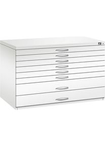 C+P Tekeningkast, A1, 8 laden, hoogte 760 mm, verkeerswit