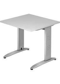 eurokraft pro Escritorio, armazón de pata en C, altura fija, H x A x P 720 x 800 x 800 mm, gris luminoso