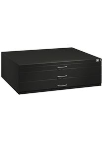 Zeichnungsschrank, DIN A0, 3 Schubladen, Höhe 420 mm, schwarzgrau C+P