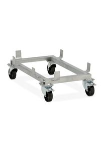 CEMO Onderwagen voor rechthoekige bak van glasvezelversterkte kunststof (gvk), polypropyleen wielen, zwart, voor l x b = 872 x 571 mm, wiel-&Oslash; 100 mm