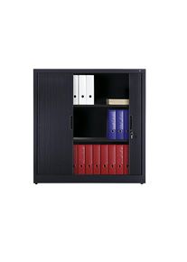 C+P Armario de persiana con persiana horizontal, H x A x P 1230 x 1200 x 420 mm, 2 baldas, 3 pisos de archivadores, gris negruzco