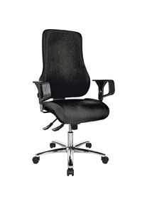 Topstar Operator-draaistoel, met armleuningen, rugleuninghoogte 600 mm, textielbekleding zwart