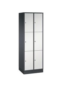 C+P Drievoudige locker Intro, 2 compartimenten, zwartgrijs / lichtgrijs, b x d = 620 x 500 mm