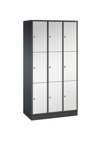 C+P Drievoudige locker Intro, 3 compartimenten, zwartgrijs / lichtgrijs, b x d = 920 x 500 mm