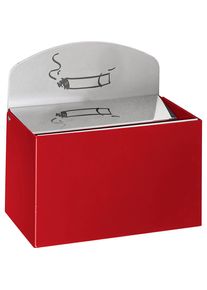 Var Wandasbak met waarschuwingsbordje, h x b x d = 87 x 140 x 98 mm, plaatstaal, vuurrood