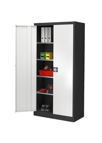 Mauser Magazijnkast, h x b = 1950 x 950 mm, diepte 500 mm, kastframe grafietzwart, deuren lichtgrijs