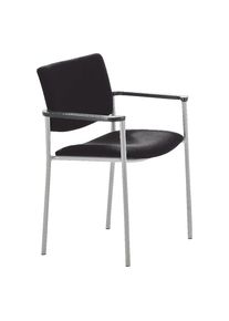 Bezoekersstoel met textielbekleding en kunststof voetdoppen, frame aluminiumkleurig, bekleding zwart