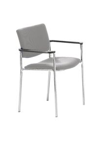 Bezoekersstoel met textielbekleding en kunststof voetdoppen, frame verchroomd, bekleding grijs