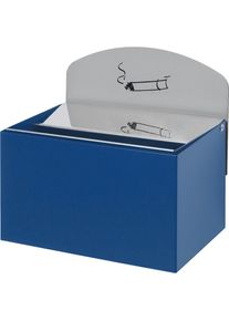 Var Wandasbak met waarschuwingsbordje, h x b x d = 125 x 200 x 125 mm, plaatstaal, gentiaanblauw