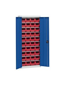 eurokraft pro Armario para material con cajas de almacén, altura 1575 mm, 9 baldas, gris luminoso / azul genciana
