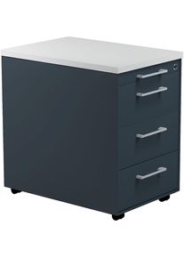 Mauser Buck con cajones sobre ruedas, H x P 579 x 600 mm, 3 cajones, gris antracita / gris antracita / gris luminoso