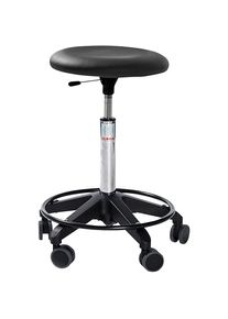 Arbeitshocker, höhenverstellbar, mit Rollen, schwarz, Höhe 490 - 620 mm