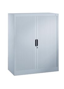 Rollladenschrank mit Horizontal-Jalousie, HxBxT 1230 x 1000 x 420 mm, 2 Fachb&ouml;den, 3 Ordnerh&ouml;hen, lichtgrau C+P