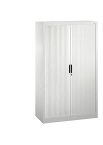 C+P Roldeurkast met horizontale roldeuren, h x b x d = 1660 x 1000 x 420 mm, 3 legborden, 4 ordnerhoogtes, verkeerswit