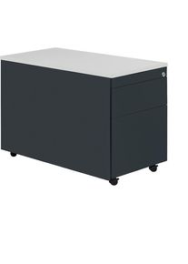 Mauser Ladeblok op wielen, h x d = 579 x 800 mm, kunststof plaat, 1 materiaallade, 1 hangmappenlade, antracietgrijs / antracietgrijs / lichtgrijs