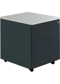 Mauser Buck rodante, H x P 579 x 600 mm, 1 cajón para material, 1 archivador colgante, gris antracita / gris antracita / gris luminoso