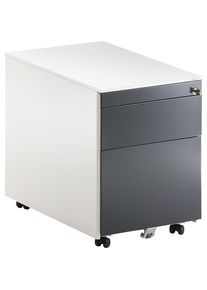 Mauser Ladeblok op wielen, h x d = 570 x 600 mm, 1 materiaallade, 1 hangmappenlade, zuiver wit / antracietgrijs / wit