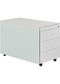 Mauser Ladeblok op wielen, h x d = 570 x 800 mm, stalen blad, 3 laden, lichtgrijs / lichtgrijs / lichtgrijs