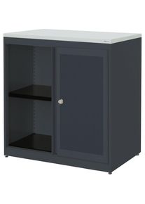 Mauser Schuifdeurkast, akoestisch effect, kunststof blad, h x b x d = 830 x 800 x 432 mm, 1 legbord, antracietgrijs / antracietgrijs / lichtgrijs
