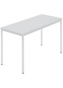 Rechtecktisch, Vierkantrohr beschichtet, BxT 1200 x 600 mm, grau / grau