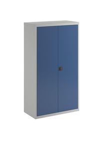 Vleugeldeurkast, met dichte plaatstalen deuren, 4 legborden, lichtgrijs/gentiaanblauw