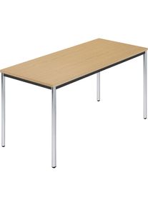 Rechtecktisch, Rundrohr verchromt, BxT 1400 x 700 mm, Buche natur