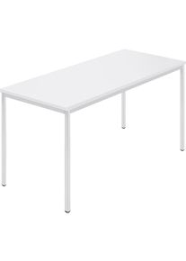Rechtecktisch, Vierkantrohr beschichtet, BxT 1400 x 700 mm, weiß / grau