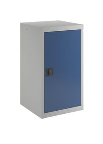 Vleugeldeurkast, met dichte plaatstalen deur, 2 legborden, lichtgrijs/gentiaanblauw
