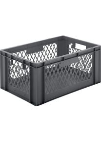 Recipiente apilable en euroformato, paredes perforadas, fondo cerrado, L x A x H 600 x 400 x 270 mm, gris, UE 5 unid.