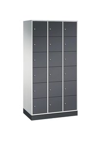 C+P Armario de 6 compartimentos Intro, 3 secciones, cuerpo gris luminoso, puertas en gris negruzco